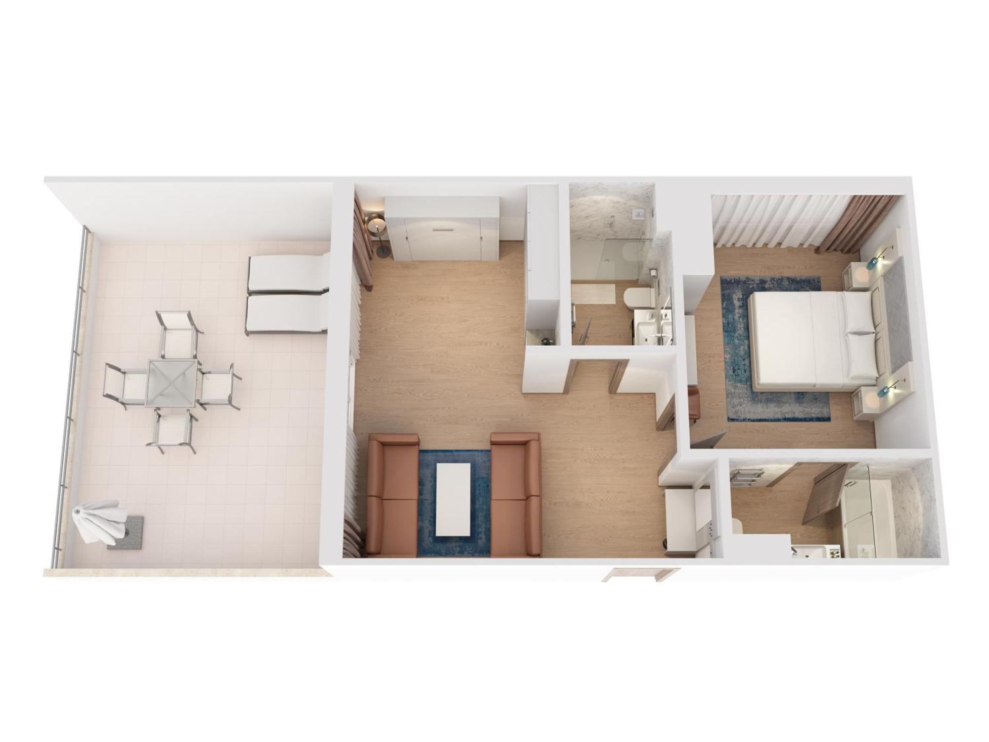 Hilton Rijeka Costabella Beach Resort And Spa Room photo 3D floor plan of a hotel room