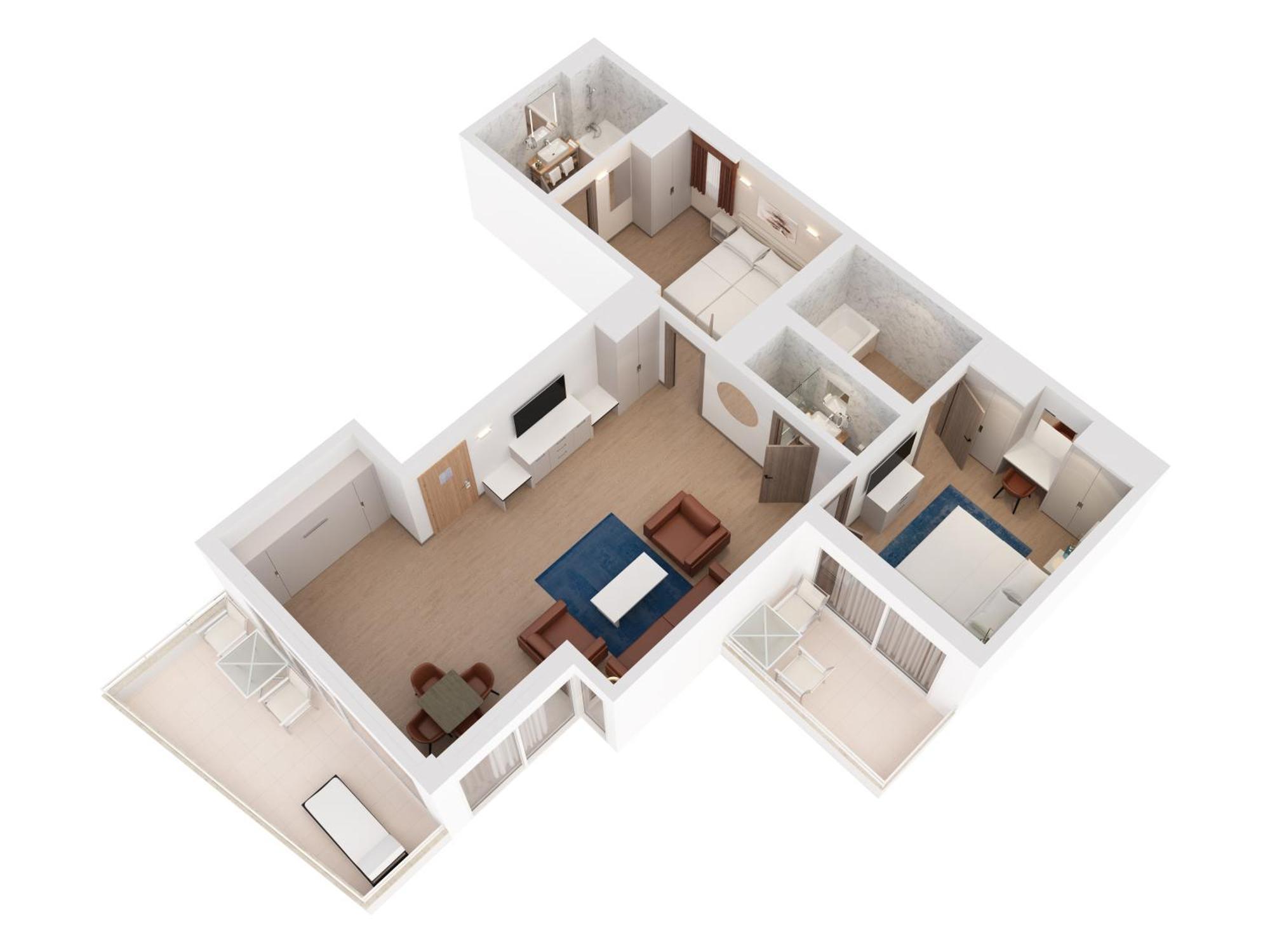 Hilton Rijeka Costabella Beach Resort And Spa Room photo 3D floor plan of a typical apartment