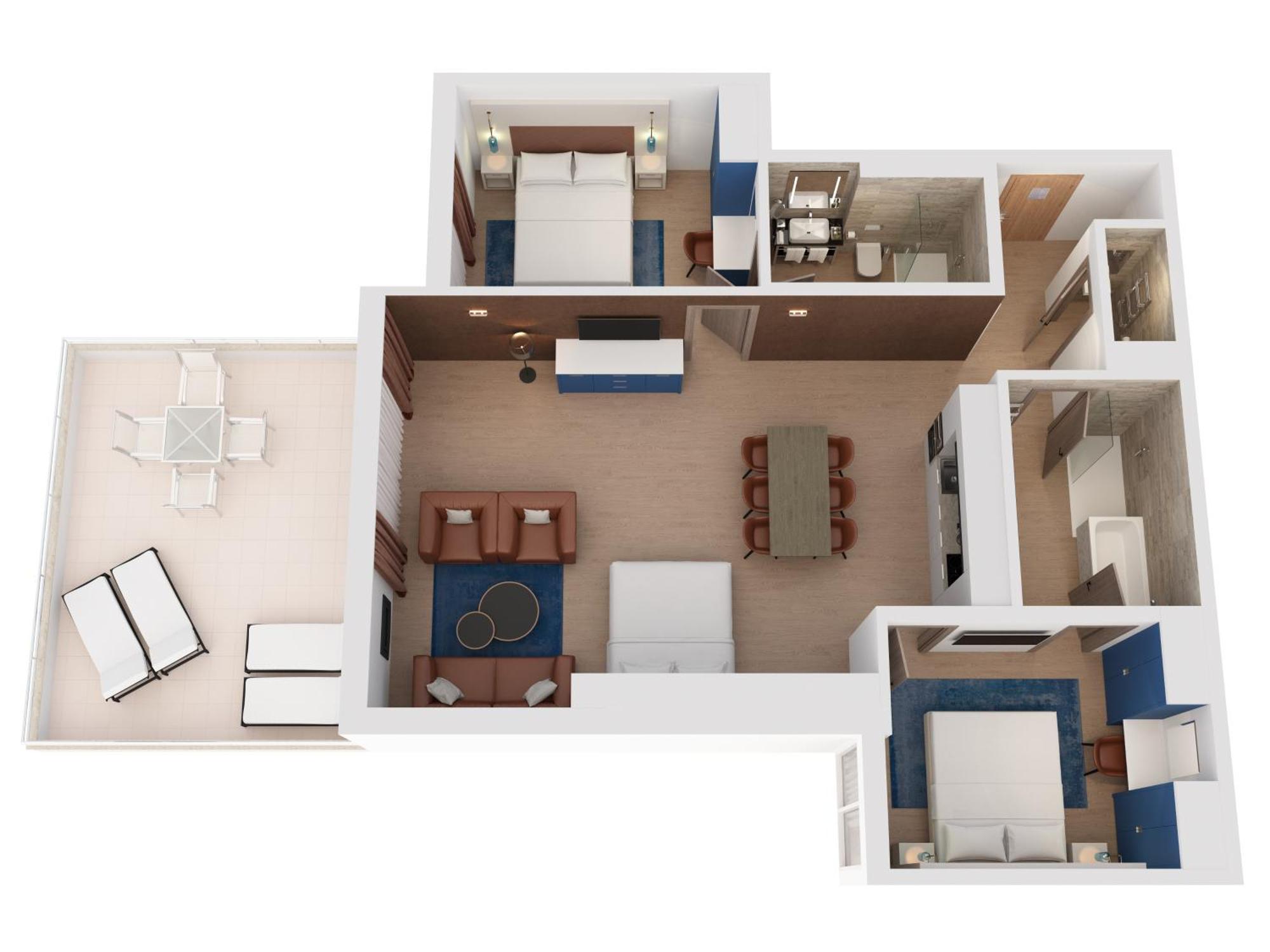 Hilton Rijeka Costabella Beach Resort And Spa Room photo A floorplan of a typical two-bedroom suite