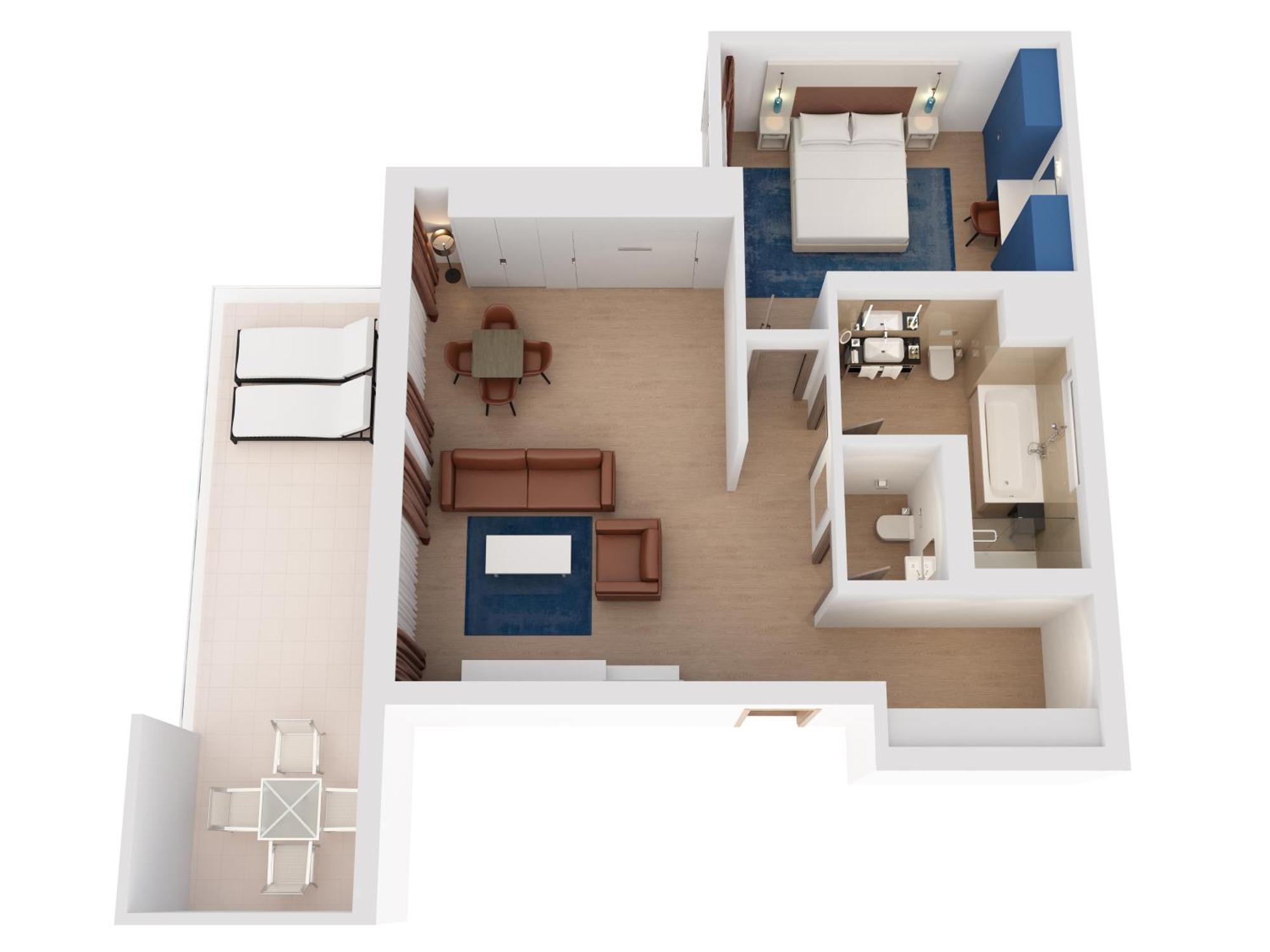 Hilton Rijeka Costabella Beach Resort And Spa Room photo A 3D floor plan of a hotel room
